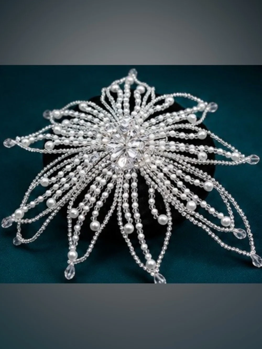Crystal Pearl Bridal Headpiece | Wedding Hair Vine | Rhinestone Head Chain | Bri